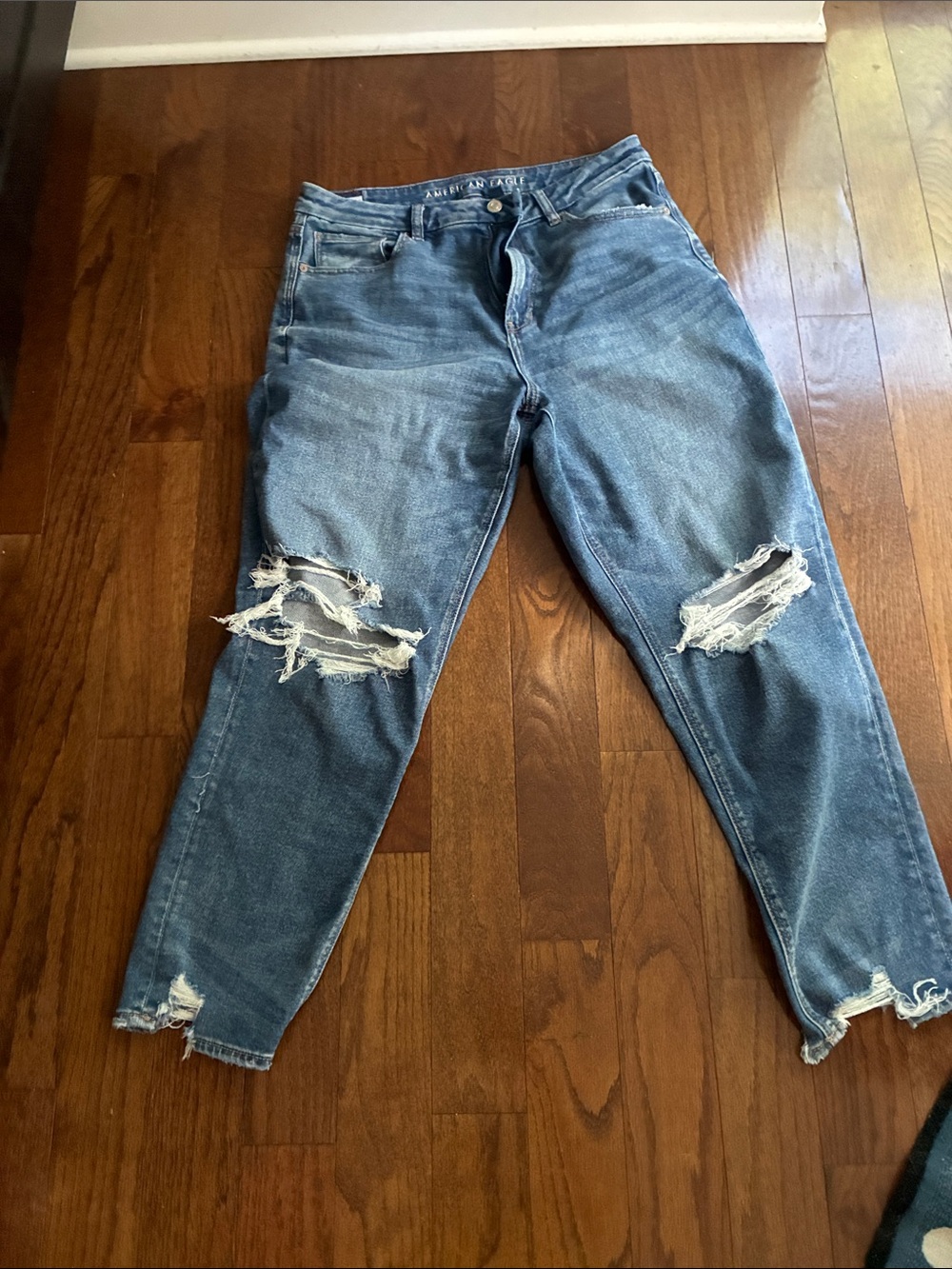 American Eagle Outfitters Relaxed Fit Distressed Blue Jeans